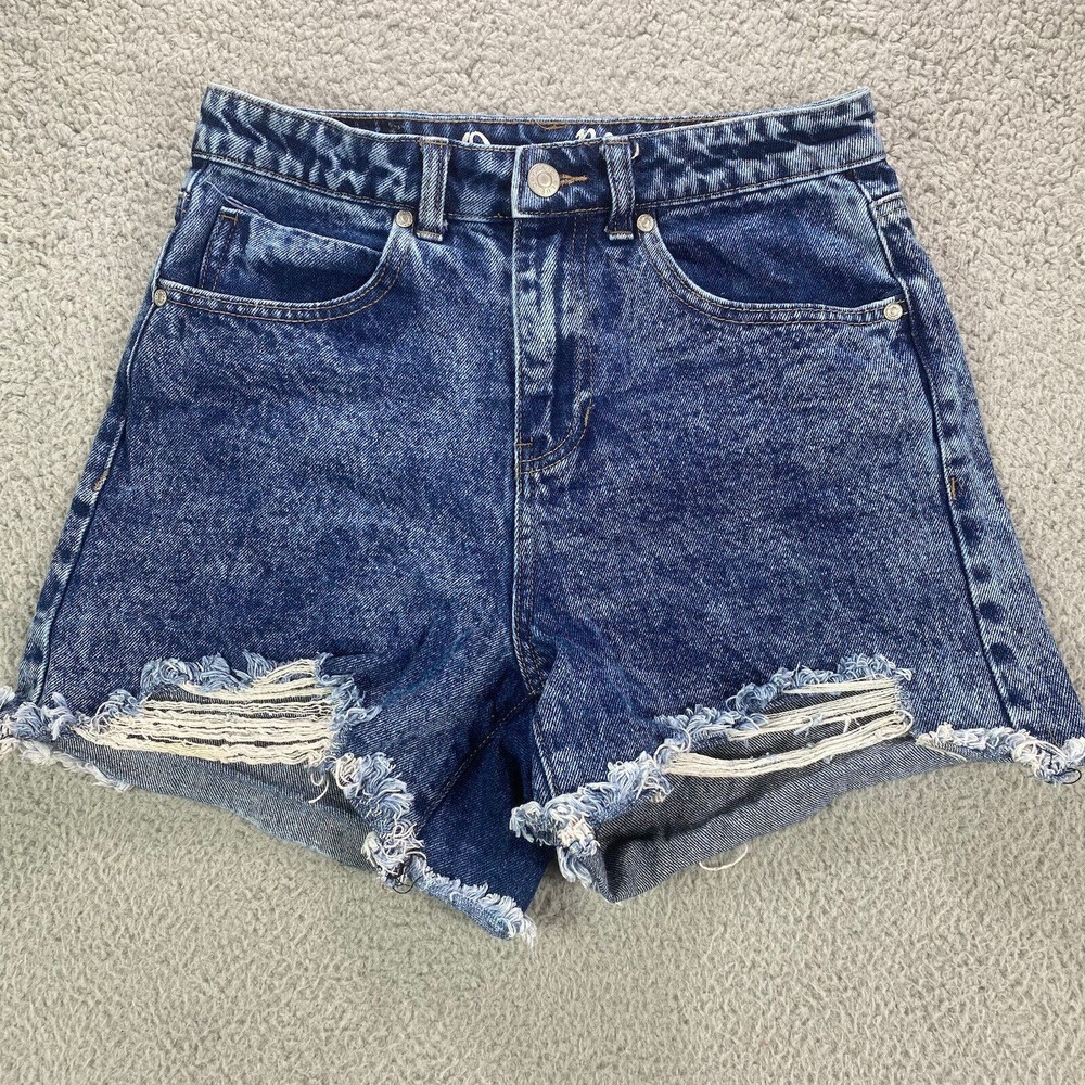 Organic Blue Brand Shorts 5/27 Wide Leg High‎ Rise Distressed Cotton